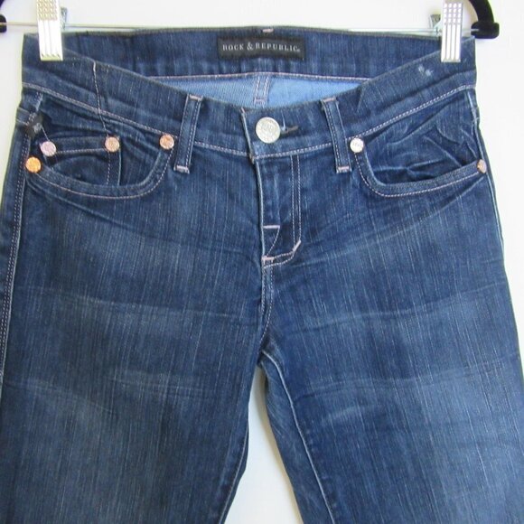 Rock and Republic Stella Straight Leg Blue Jeans Low Rise Y2K Womens 26 - Picture 2 of 7